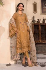 Maria B. Unstitched MBROIDERED - Mustard BD-2606 - Image 6
