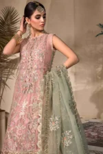 Maria B. Unstitched MBROIDERED - Pink & Sea Green BD-2607 - Image 4