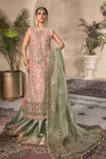 Maria B. Unstitched MBROIDERED - Pink & Sea Green BD-2607 - Image 6