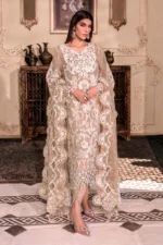 Maria B. Unstitched MBROIDERED - Pink BD-2608 - Image 7