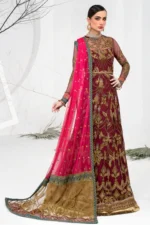 Zarif Unstitched Formal 3Pc Net Suit 04 Burnt Rose - Image 5
