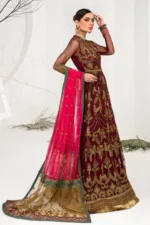 Zarif Unstitched Formal 3Pc Net Suit 04 Burnt Rose - Image 6