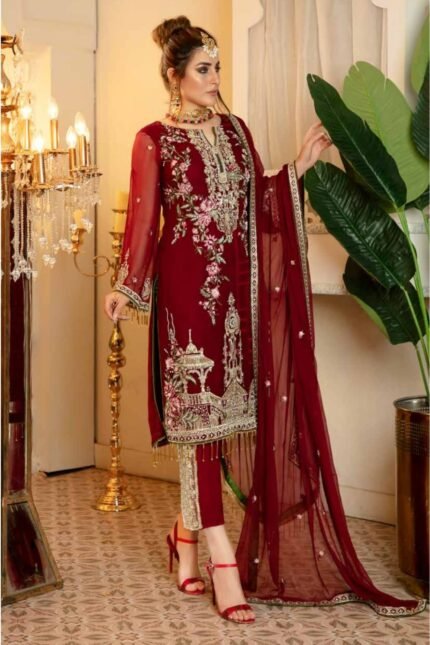 Isleen AI 02 Unstitched Embroidered Pure Chiffon With Hand Embellishments