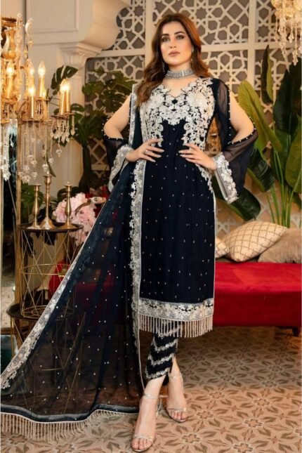 Isleen AI 03 Unstitched Embroidered Pure Chiffon With Hand Embellishments