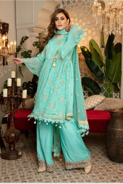 Isleen AI 09 Unstitched Embroidered Pure Chiffon With Hand Embellishments