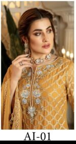 Isleen AI 01 Unstitched Embroidered Pure Chiffon