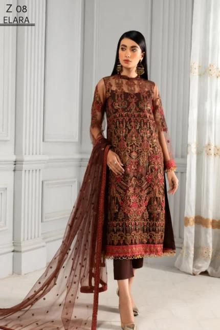 Misaal by Zarif Festive Unstitched Luxury Chiffon 3Pc Suit Z-08 ELARA