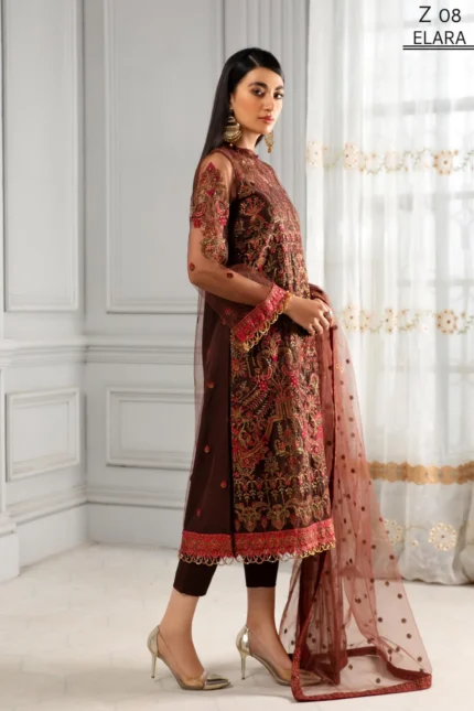 Misaal by Zarif Festive Unstitched Luxury Chiffon 3Pc Suit Z-08 ELARA