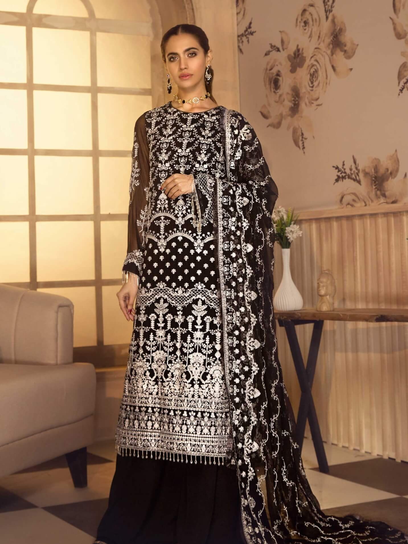 NooreRangZF-11Riwaj Noor E Rang By Zarif Luxury Unstitched Chiffon 3Pc Suit ZF-11 Riwaj