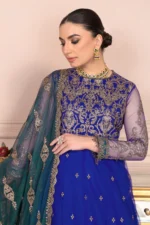 Zarif Unstitched Formal 3Pc Net Suit ZA-09 Royal - Image 6