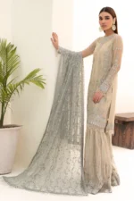 Zarif Unstitched Net 3Pcs Suit ZN 04 Moon Light - Image 5