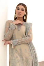 Zarif Unstitched Net 3Pcs Suit ZN 04 Moon Light - Image 7