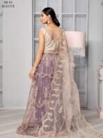 ZARIF Bahaar Unstitched Formal Embroidered 3Pc Suit ZB-01 Mauve - Image 5