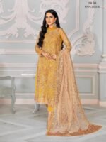 ZARIF Bahaar Unstitched Formal Embroidered 3Pc Suit ZB-03 Goldier - Image 4