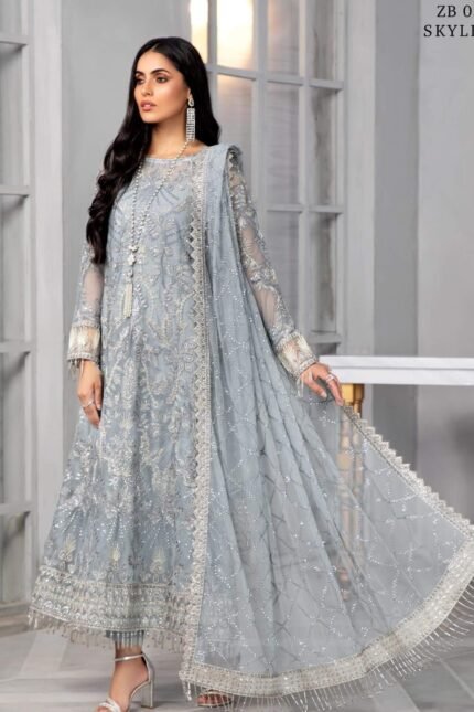 ZARIF Bahaar Unstitched Formal Embroidered 3Pc Suit ZB-05 SKYLER