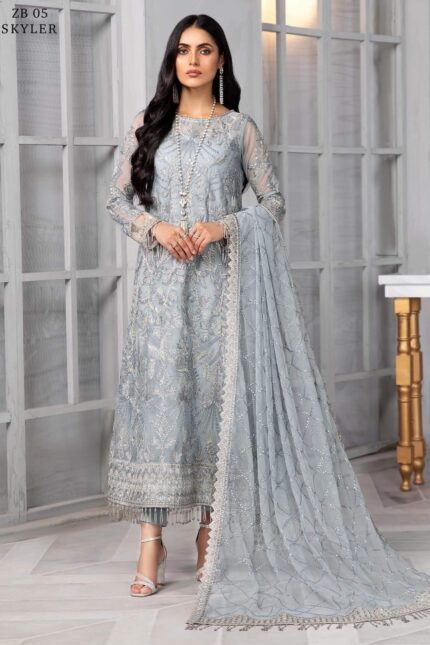 ZARIF Bahaar Unstitched Formal Embroidered 3Pc Suit ZB-05 SKYLER