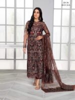 ZARIF Bahaar Unstitched Formal Embroidered 3Pc Suit ZB-06 Mocha - Image 3