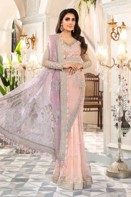 MARIA B Unstitched MBROIDERED - Rose Pink and Lilac (BD-2404) BD-2404-PINK AND LILAC OUT OF STOCK