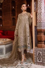 Maria B. Unstitched MBROIDERED - Coffee (BD-2501) - Image 5