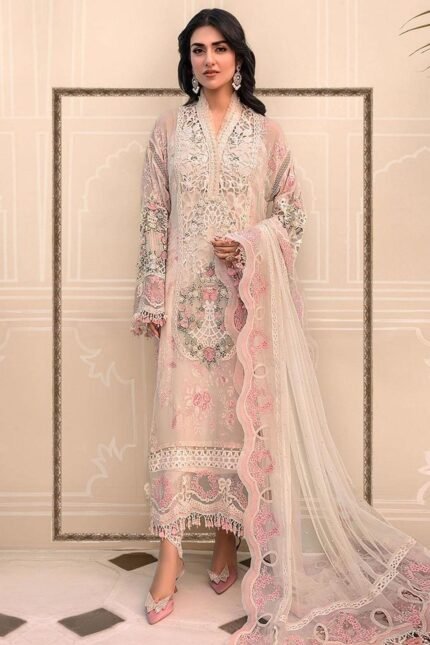 maria b Unstitched MBROIDERED - Off White BD-2604