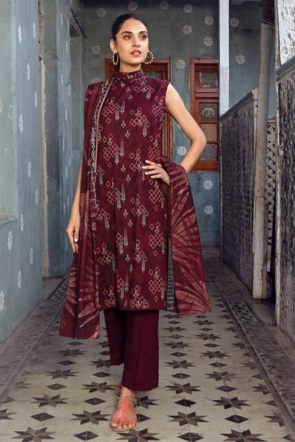 Gul Ahmed 3PC Digital Printed Dobby Linen Unstitched Suit LT-32013 B