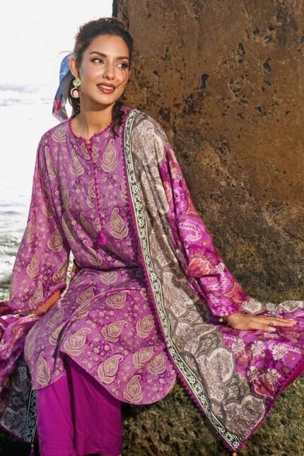 Gul Ahmed 3PC Digital Printed Dobby Linen Unstitched Suit LT-32021 A