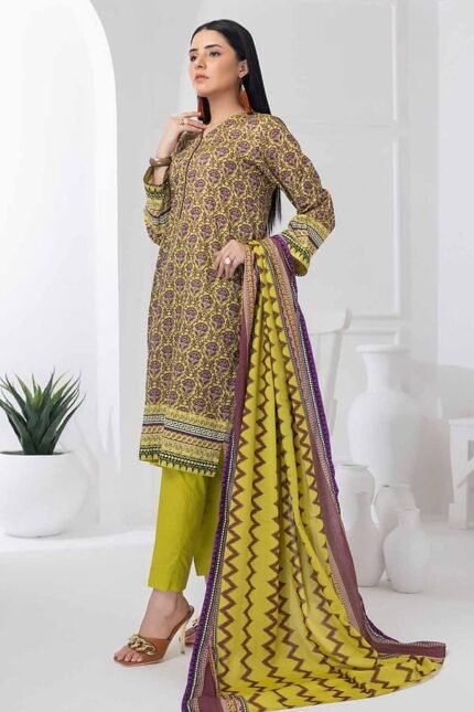 Gul Ahmed 3PC Digital Printed Dobby Linen Unstitched Suit LT-32021 B
