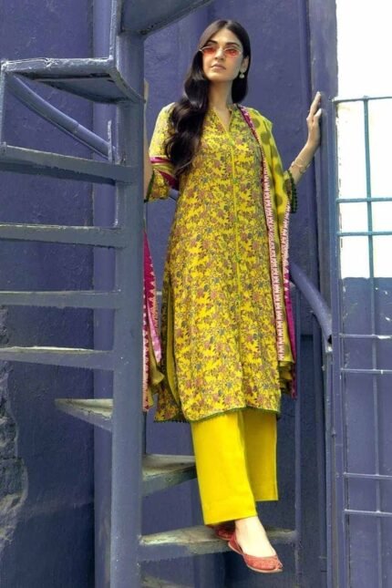 Gul Ahmed 3PC Digital Printed Dobby Linen Unstitched Suit LT-32022 A
