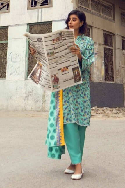 Gul Ahmed 3PC Digital Printed Dobby Linen Unstitched Suit LT-32022 B.