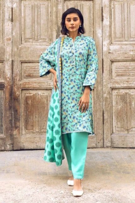Gul Ahmed 3PC Digital Printed Dobby Linen Unstitched Suit LT-32022 B.