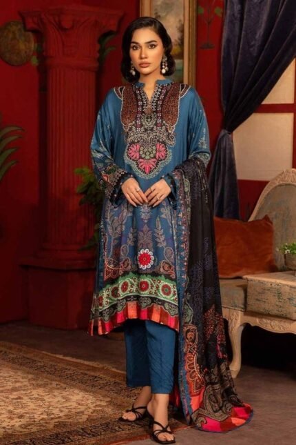 Gul Ahmed 3PC Digital Printed Dobby Linen Unstitched Suit LT-32024