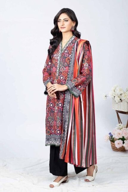 Gul Ahmed 3PC Digital Printed Linen Unstitched Suit WNS-32217 A