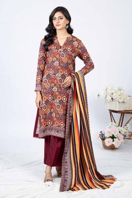 Gul Ahmed 3PC Digital Printed Linen Unstitched Suit WNS-32217 B
