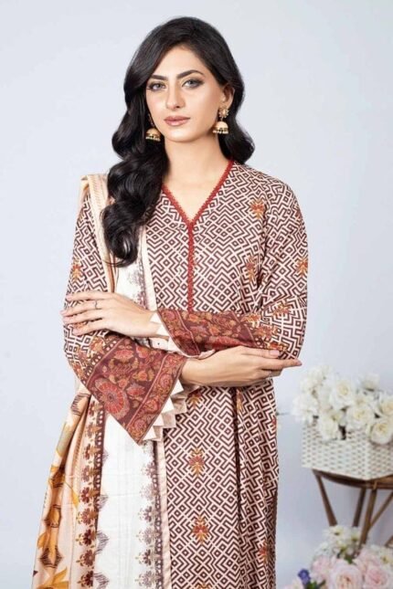 Gul Ahmed 3PC Digital Printed Linen Unstitched Suit WNS-32229 B