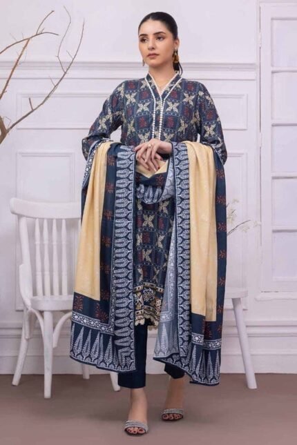 Gul Ahmed 3PC Digital Printed Linen Unstitched Suit WNS-32231 B